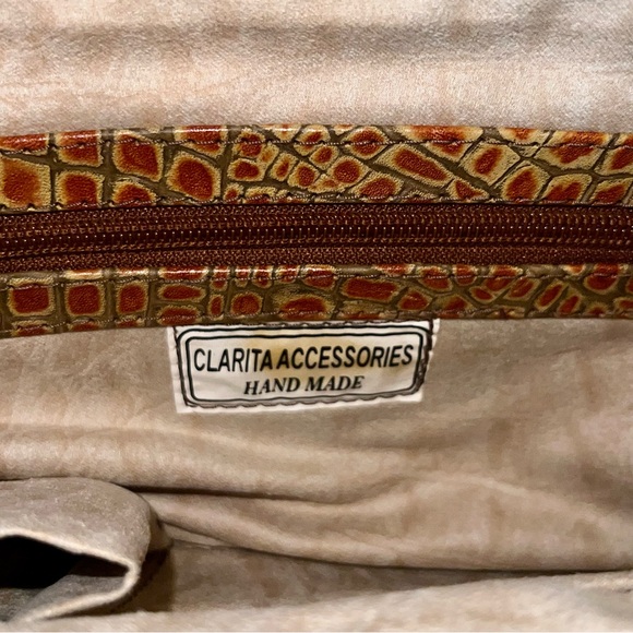 Clarita Accessories Handmade Alligator Skin Leather Two-Tone Bag - Picture 7 of 11